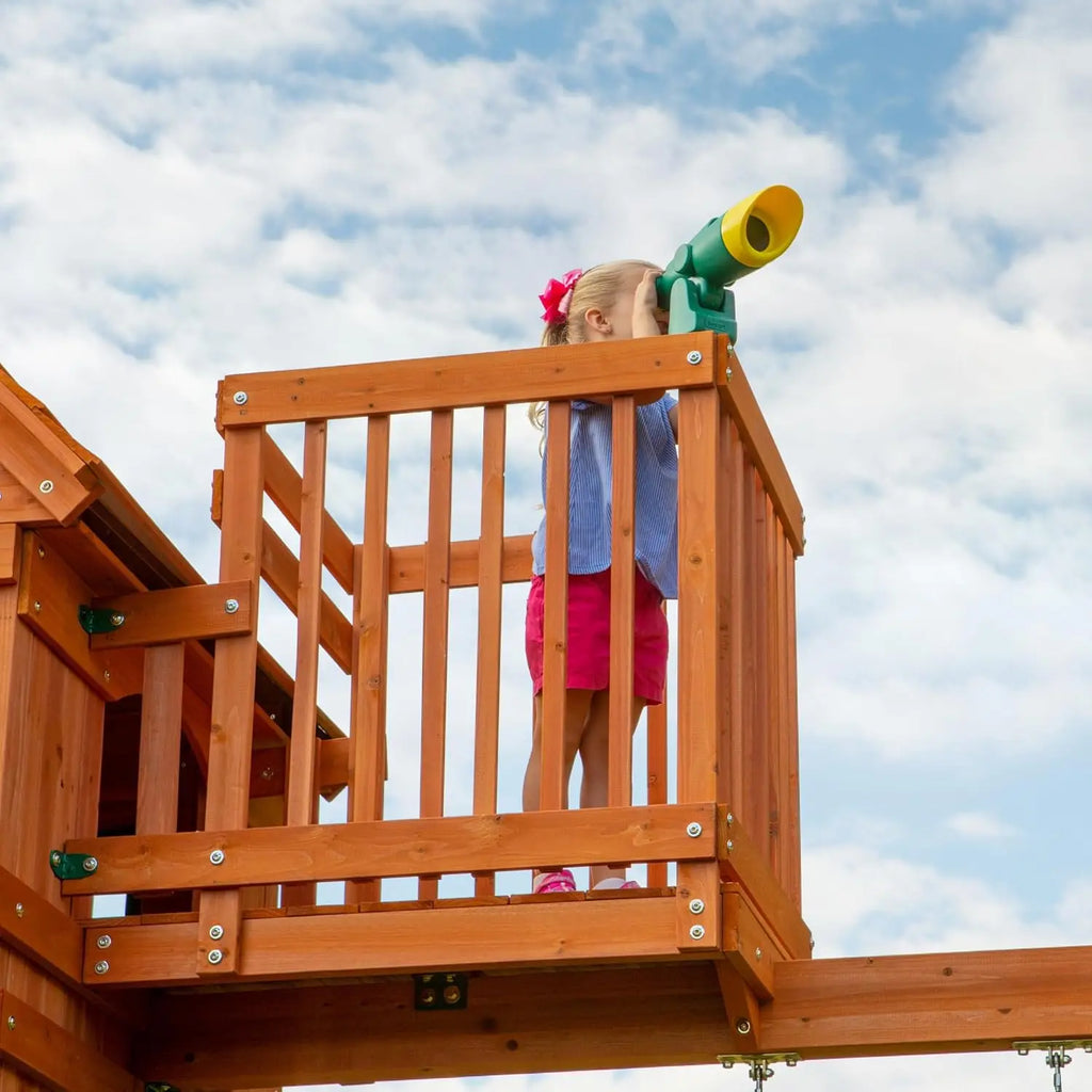 Skyfort II Cedar Wood Swing Set with Wave Slide