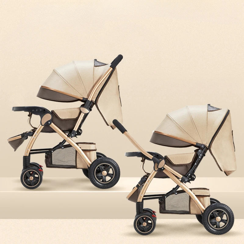 Four-wheel Strollers High Landscape Strollers Baby Car Trolley Pram Baby Carriage Foldable and Washable Multifunctional Stroller