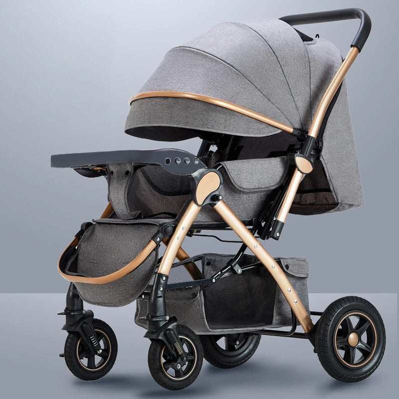Four-wheel Strollers High Landscape Strollers Baby Car Trolley Pram Baby Carriage Foldable and Washable Multifunctional Stroller