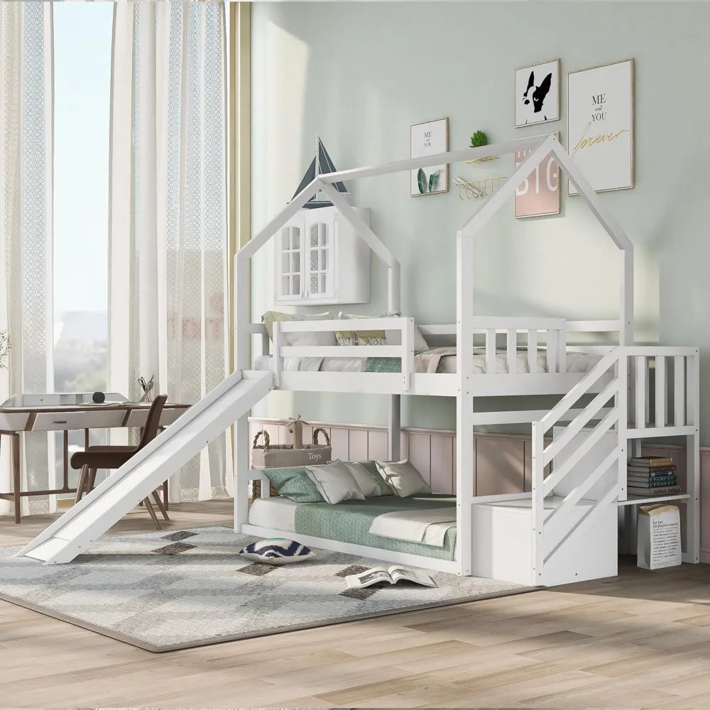 Twin Over Bed with Slide