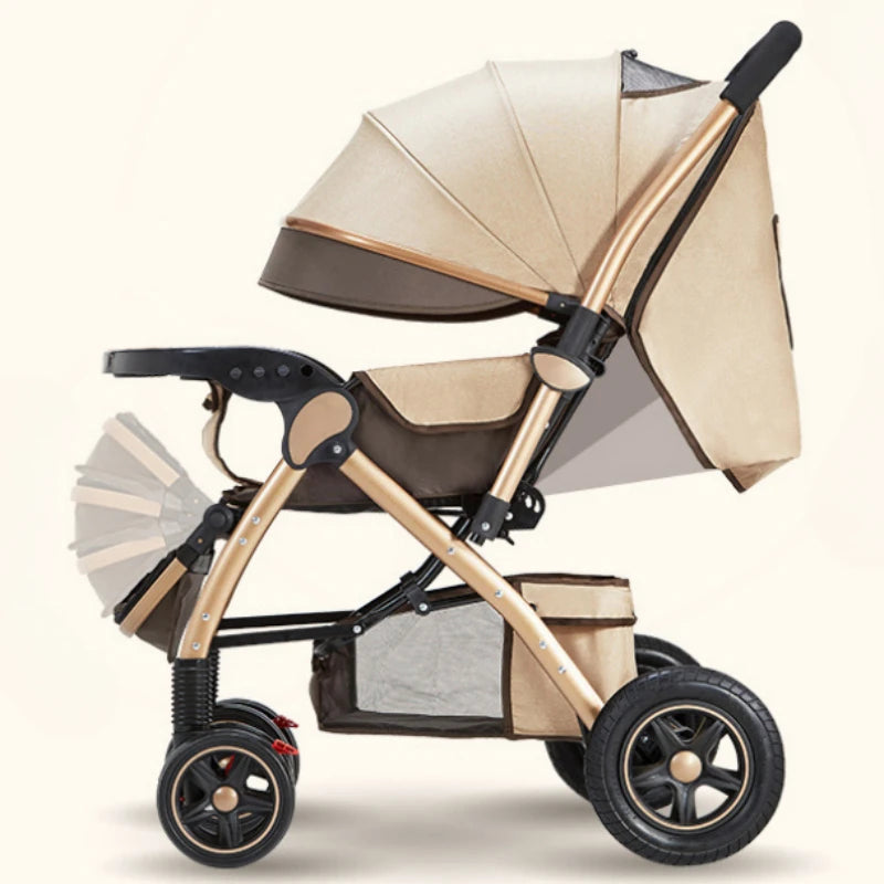 Four-wheel Strollers High Landscape Strollers Baby Car Trolley Pram Baby Carriage Foldable and Washable Multifunctional Stroller