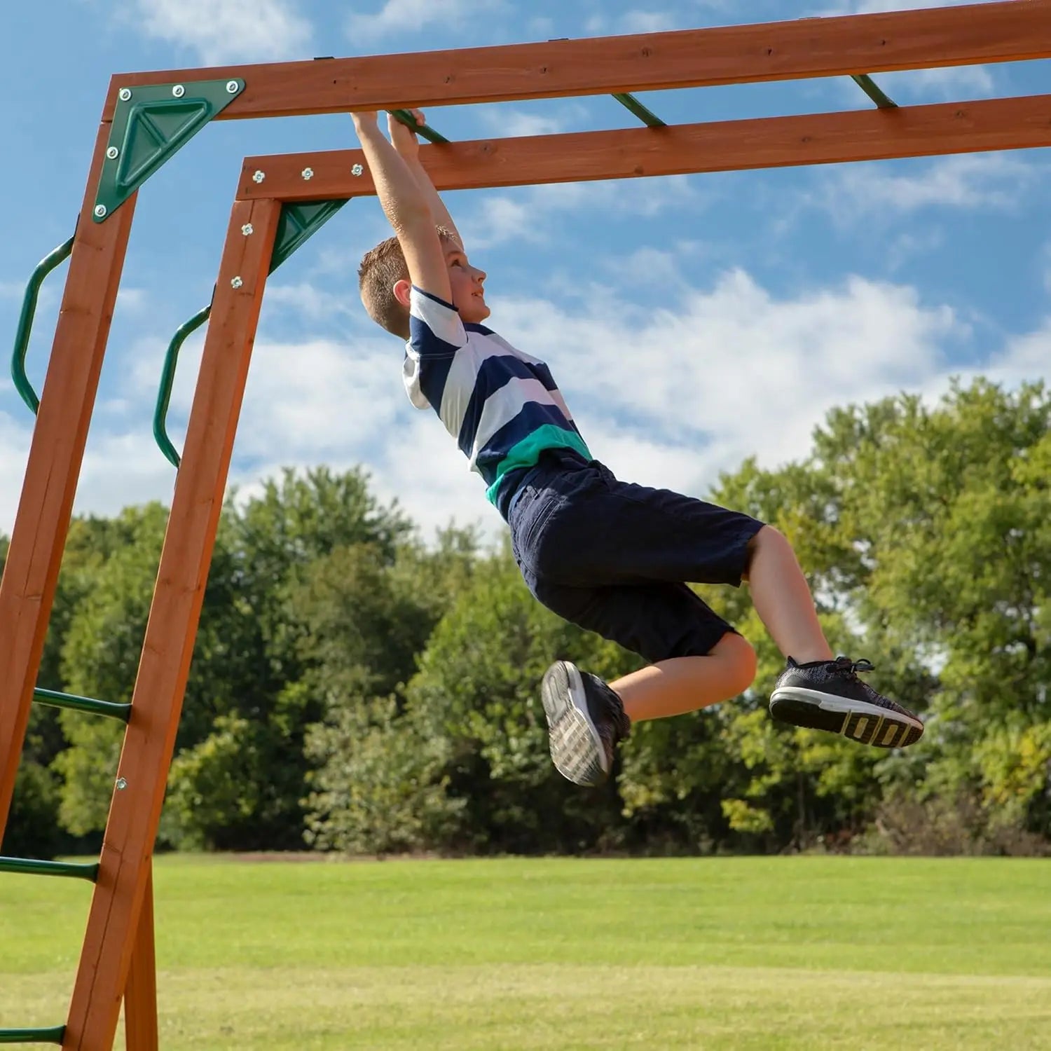 Skyfort II Cedar Wood Swing Set with Wave Slide