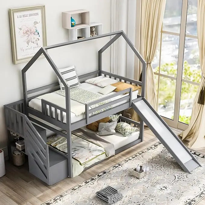 Twin Over Bed with Slide