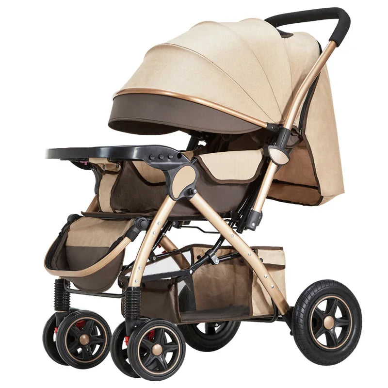Four-wheel Strollers High Landscape Strollers Baby Car Trolley Pram Baby Carriage Foldable and Washable Multifunctional Stroller