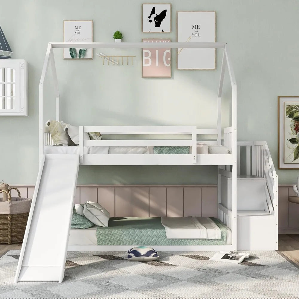 Twin Over Bed with Slide