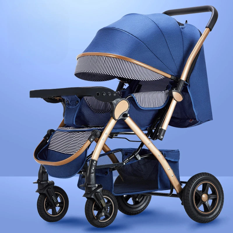 Four-wheel Strollers High Landscape Strollers Baby Car Trolley Pram Baby Carriage Foldable and Washable Multifunctional Stroller