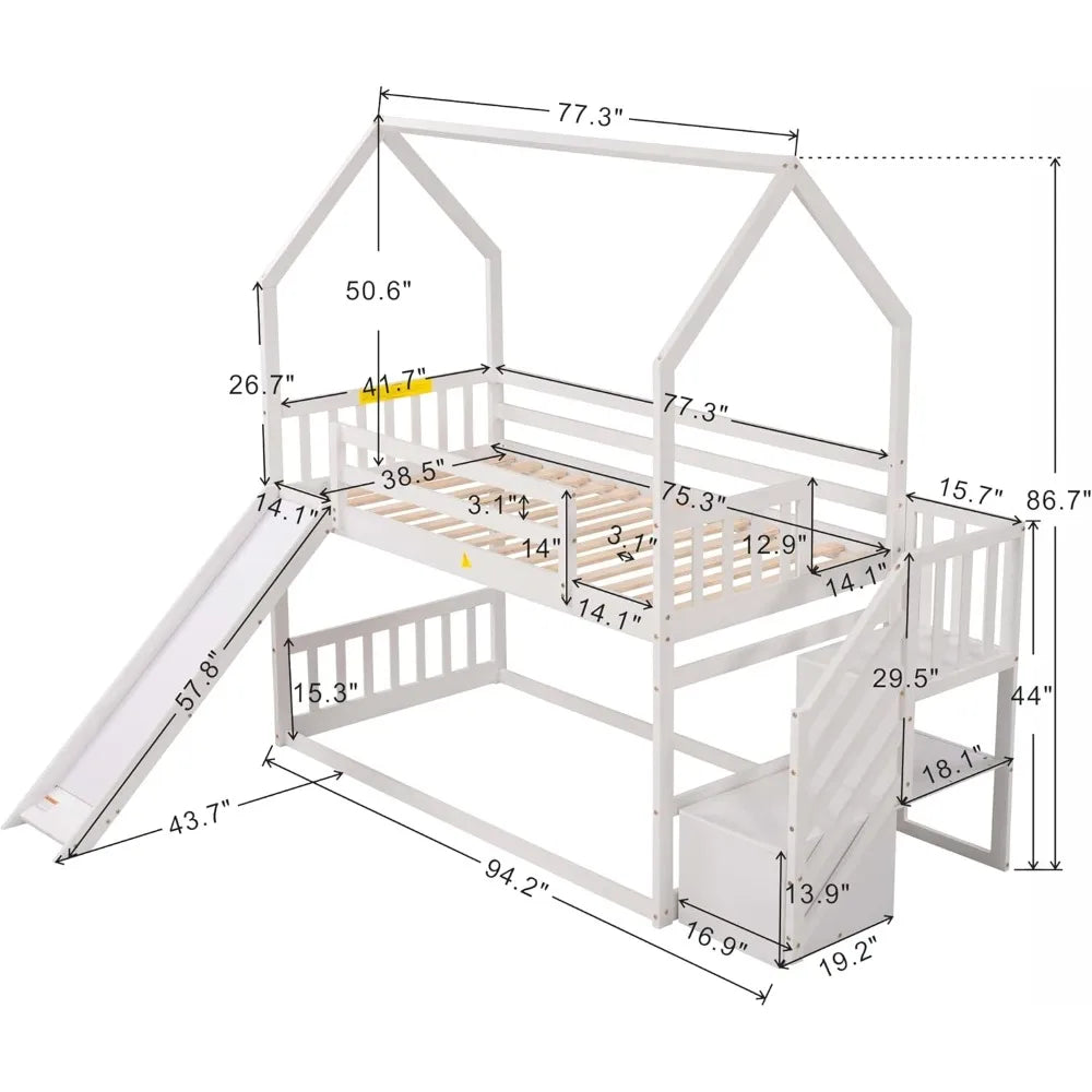 Twin Over Bed with Slide