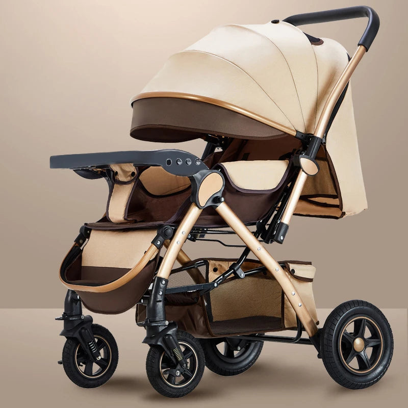 Four-wheel Strollers High Landscape Strollers Baby Car Trolley Pram Baby Carriage Foldable and Washable Multifunctional Stroller