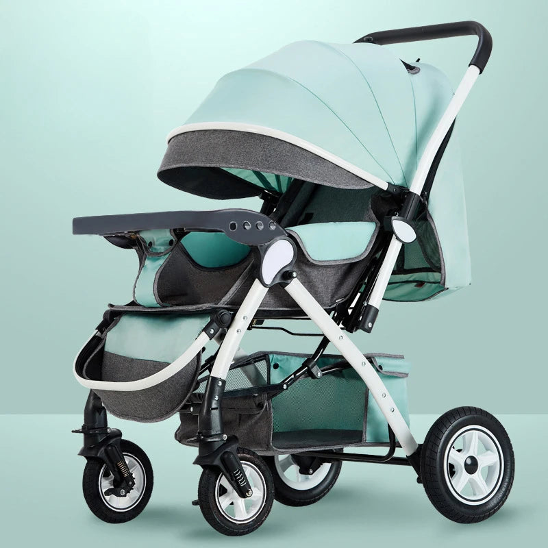 Four-wheel Strollers High Landscape Strollers Baby Car Trolley Pram Baby Carriage Foldable and Washable Multifunctional Stroller