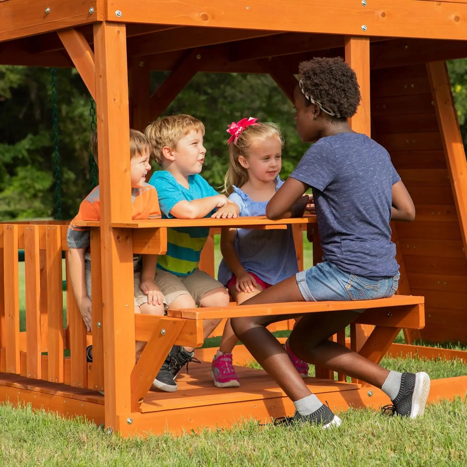 Skyfort II Cedar Wood Swing Set with Wave Slide